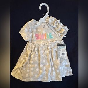 Gerber 3-Piece Baby Girl Dress, Diaper Cover & Headband Set